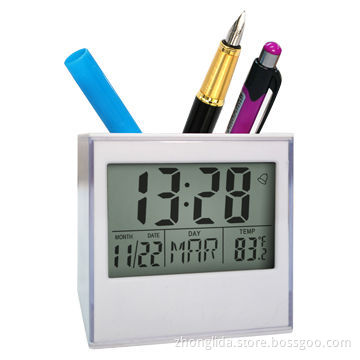 Pen holder with digital clock